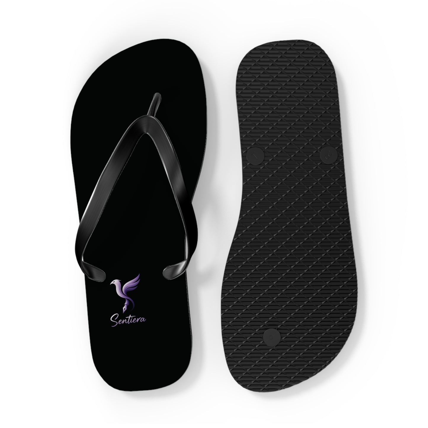 Stylish Black Flip Flops with Elegant Logo, Perfect for Summer, Beach Days, Vacation, Casual Wear, Gift Idea