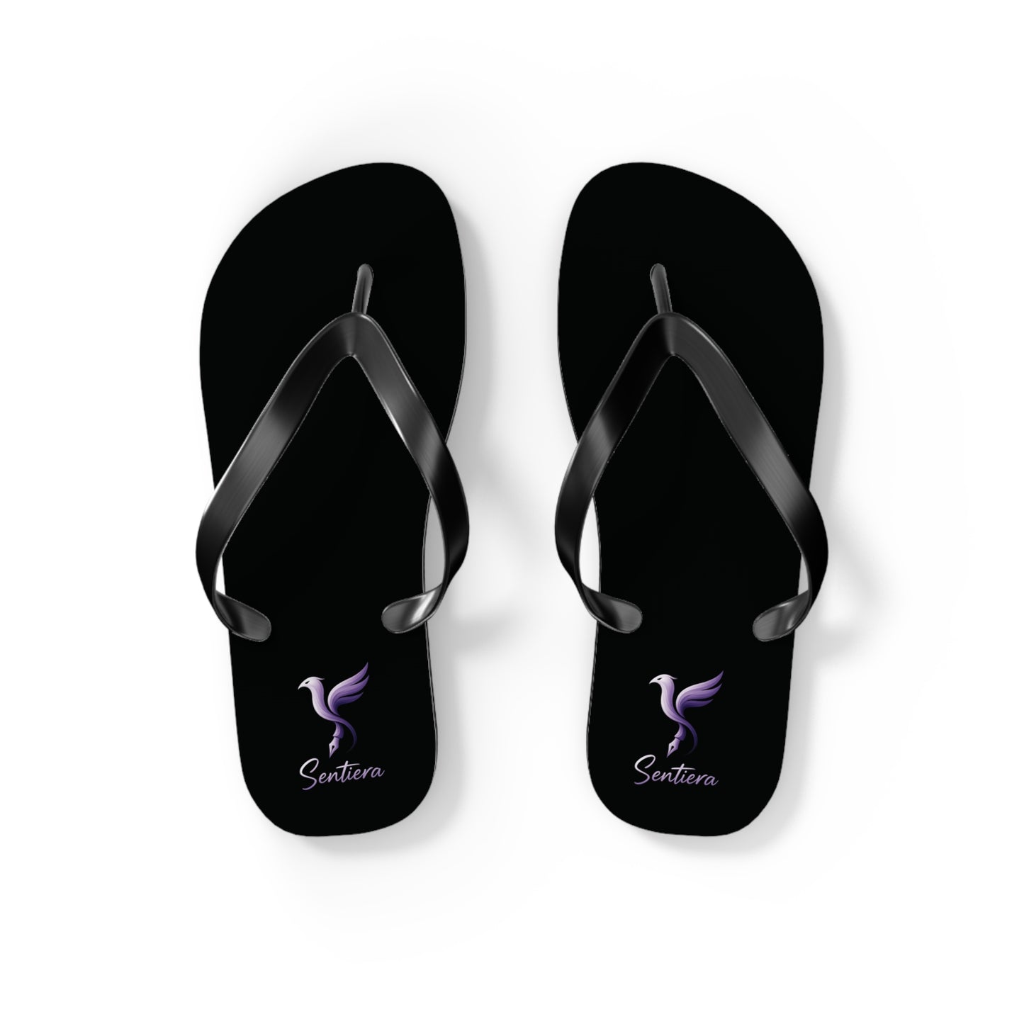 Stylish Black Flip Flops with Elegant Logo, Perfect for Summer, Beach Days, Vacation, Casual Wear, Gift Idea
