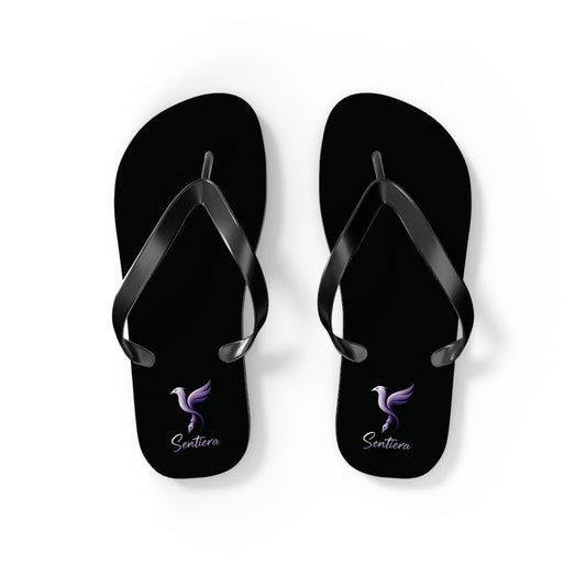 Stylish Black Flip Flops with Elegant Logo, Perfect for Summer, Beach Days, Vacation, Casual Wear, Gift Idea
