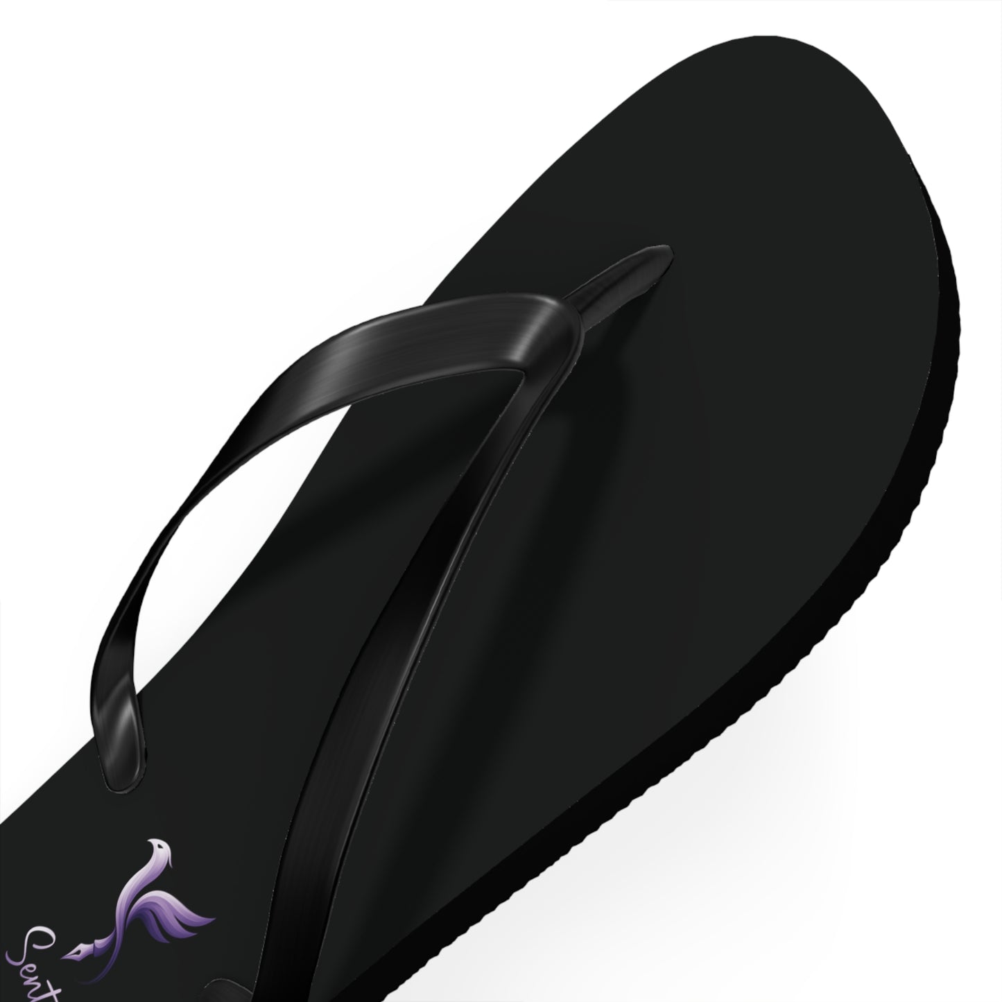 Stylish Black Flip Flops with Elegant Logo, Perfect for Summer, Beach Days, Vacation, Casual Wear, Gift Idea