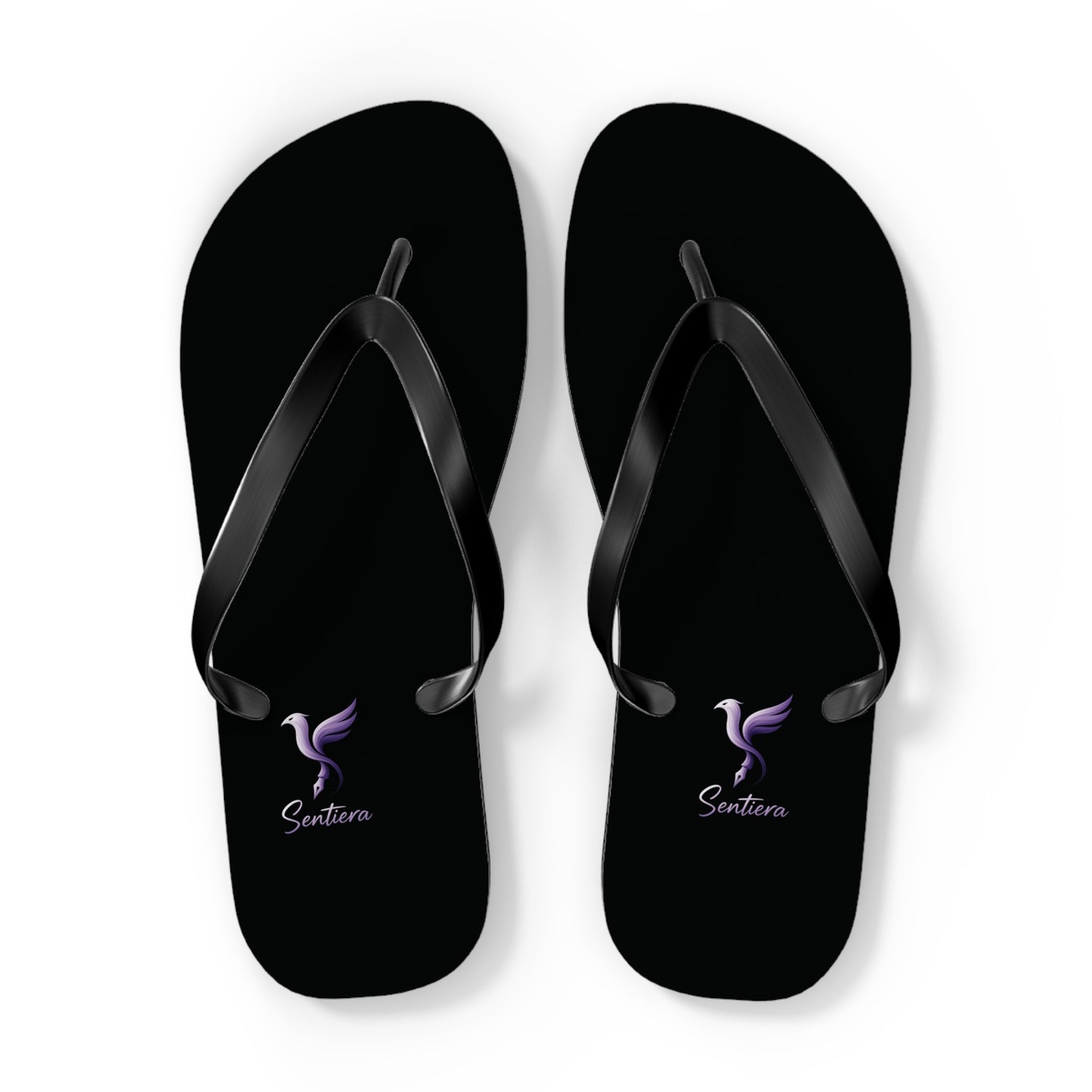 Stylish Black Flip Flops with Elegant Logo, Perfect for Summer, Beach Days, Vacation, Casual Wear, Gift Idea