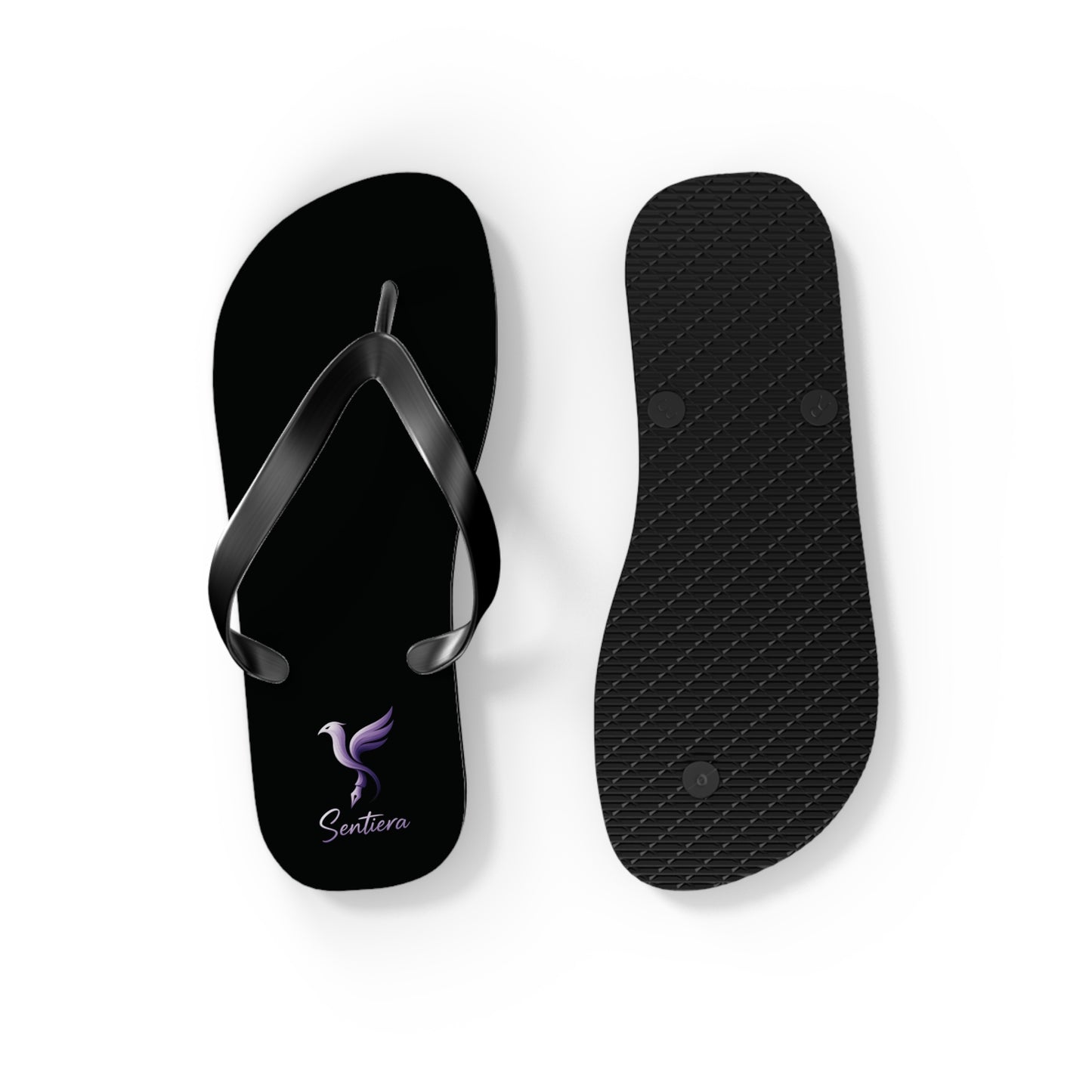 Stylish Black Flip Flops with Elegant Logo, Perfect for Summer, Beach Days, Vacation, Casual Wear, Gift Idea