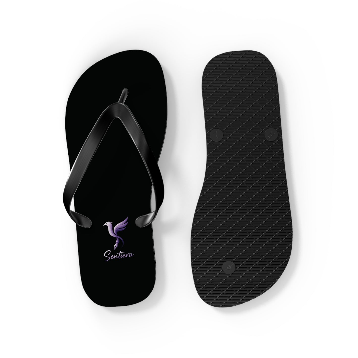Stylish Black Flip Flops with Elegant Logo, Perfect for Summer, Beach Days, Vacation, Casual Wear, Gift Idea
