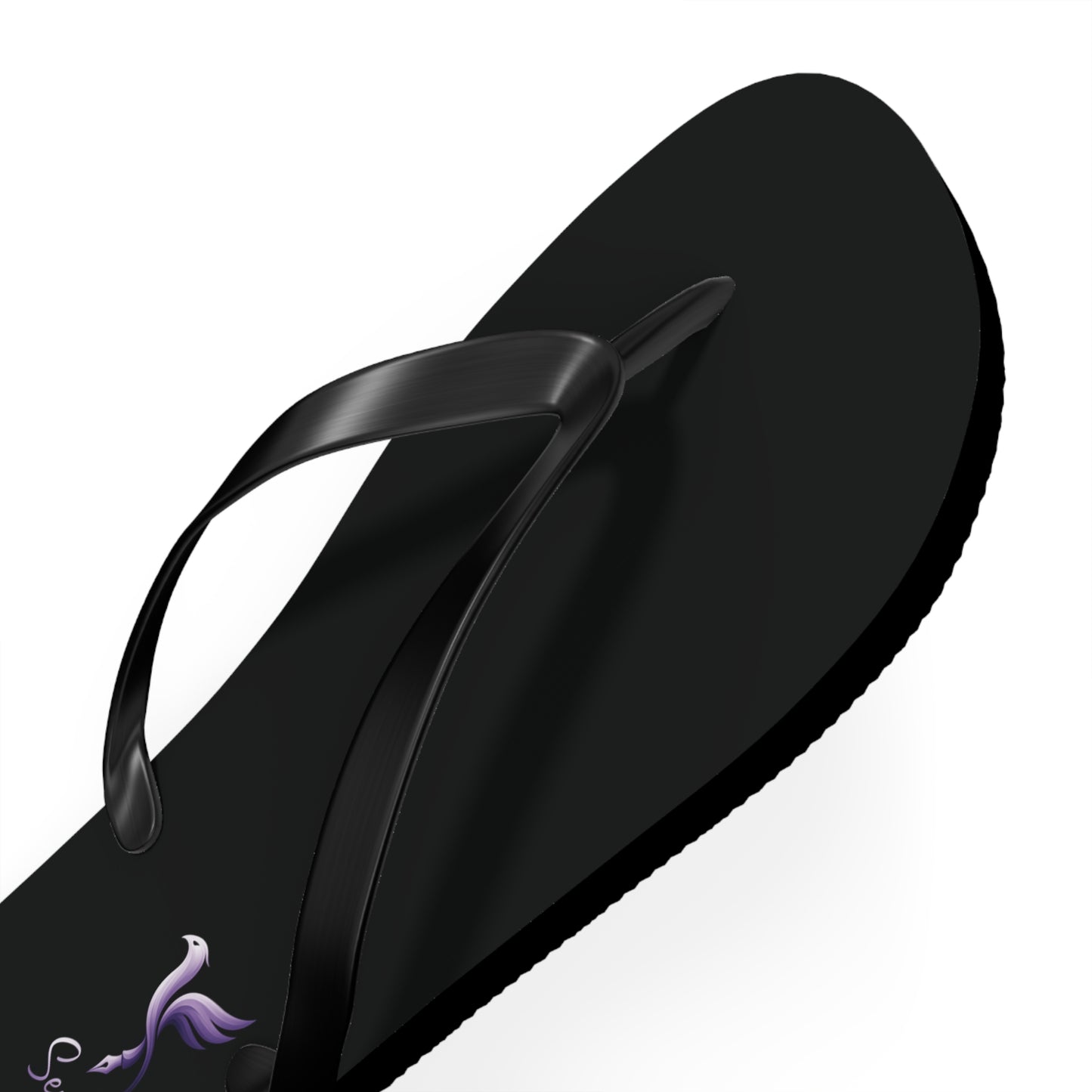 Stylish Black Flip Flops with Elegant Logo, Perfect for Summer, Beach Days, Vacation, Casual Wear, Gift Idea