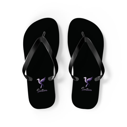 Stylish Black Flip Flops with Elegant Logo, Perfect for Summer, Beach Days, Vacation, Casual Wear, Gift Idea